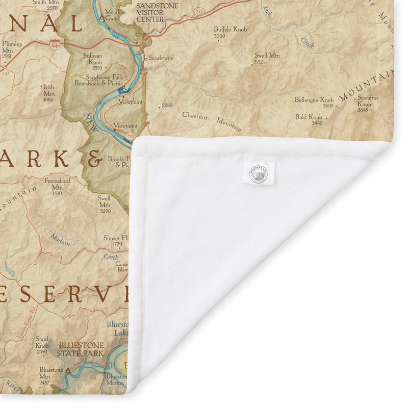 New River Vintage Map Blanket McGovern Outdoor