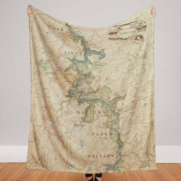 New River Vintage Map Blanket McGovern Outdoor