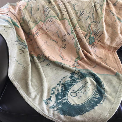 Olympic National Park Map Plush Blanket - McGovern & Company