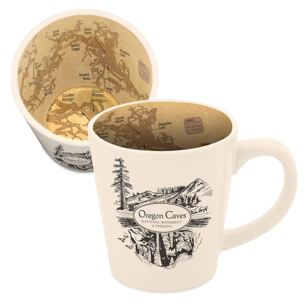 Oregon Caves Vintage Map Latte Mug - McGovern Outdoor