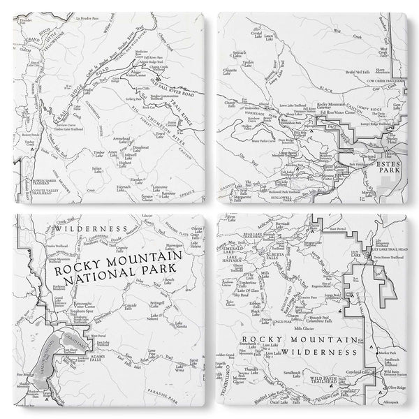 Rocky Mountain National Park Line Map Coasters - McGovern Outdoor