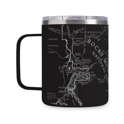 Rocky Mountain National Park Line Map Coffee Tumbler - Black