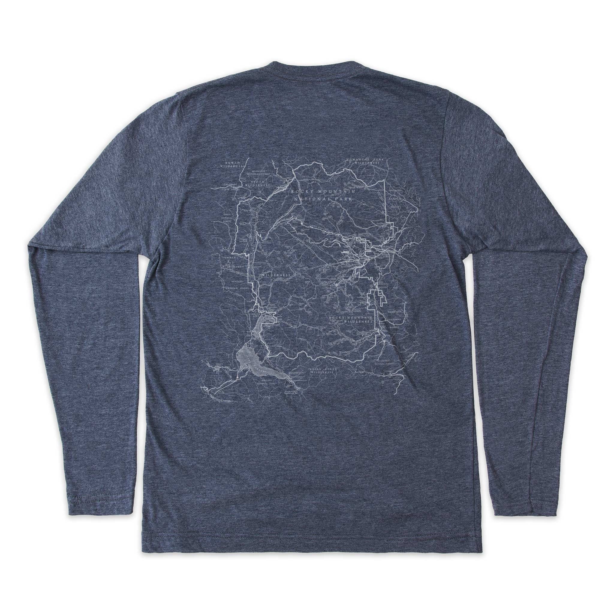 Rocky Mountain National Park Map Long-Sleeve Unisex Tee