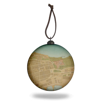 San Juan, Puerto Rico Vintage Map Flat-Globe-Shaped Ornament