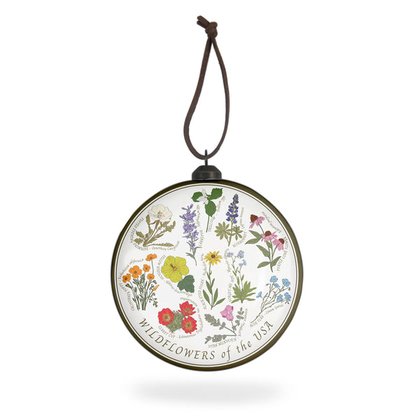 Wildflowers of the USA Flat-Globe-Shaped Ornament