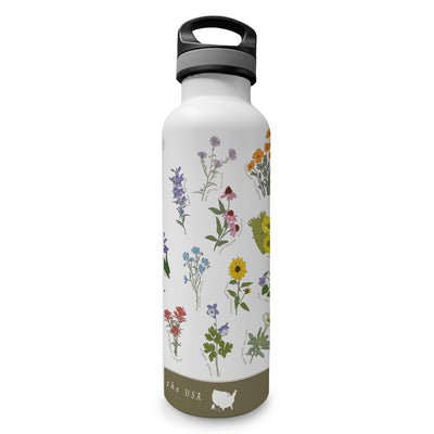 Wildflowers of the USA Insulated Water Bottle in White