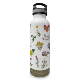 Wildflowers of the USA Insulated Water Bottle in White
