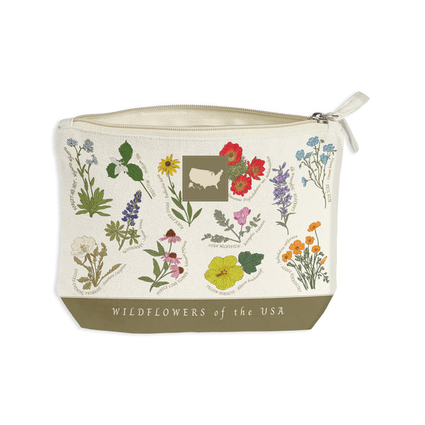Wildflowers of the USA Recycled Canvas Zip Pouch