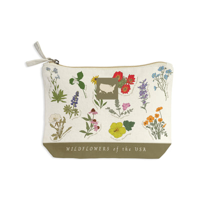 Wildflowers of the USA Recycled Canvas Zip Pouch