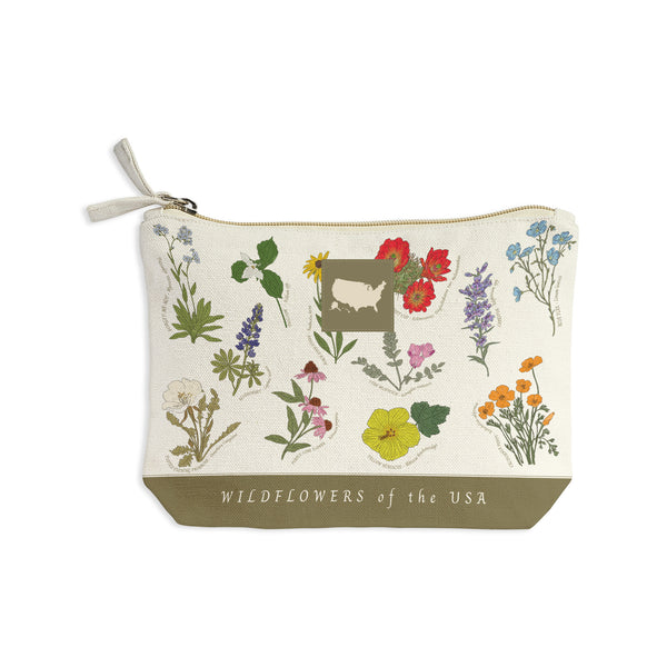 Wildflowers of the USA Recycled Canvas Zip Pouch