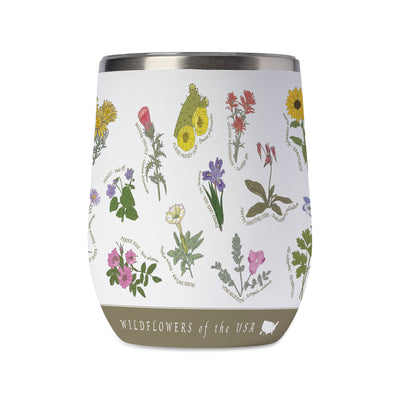 Wildflowers of the USA Wine Tumbler in White