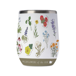 Wildflowers of the USA Wine Tumbler in White