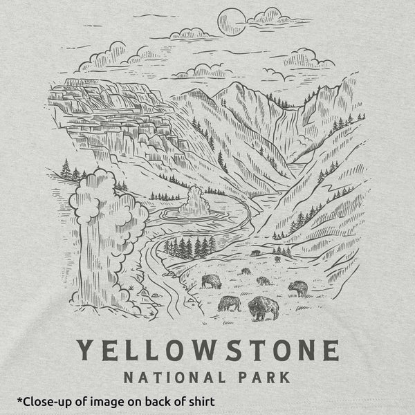 Yellowstone Aerial Illustration Short-Sleeve Unisex Tee