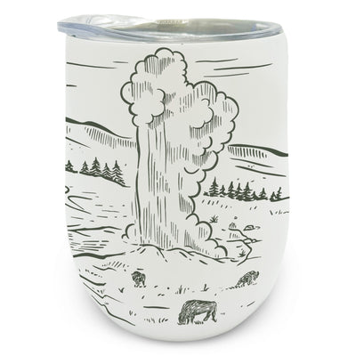 Yellowstone Aerial Illustration Wine Tumbler
