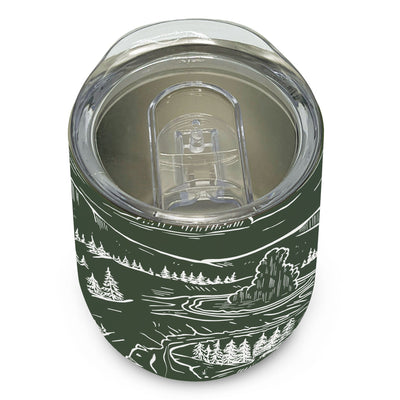 Yellowstone Aerial Illustration Wine Tumbler