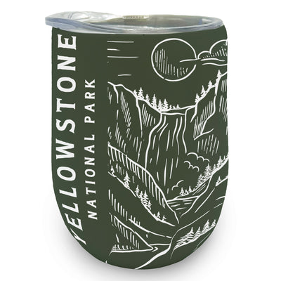 Yellowstone Aerial Illustration Wine Tumbler