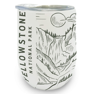 Yellowstone Aerial Illustration Wine Tumbler