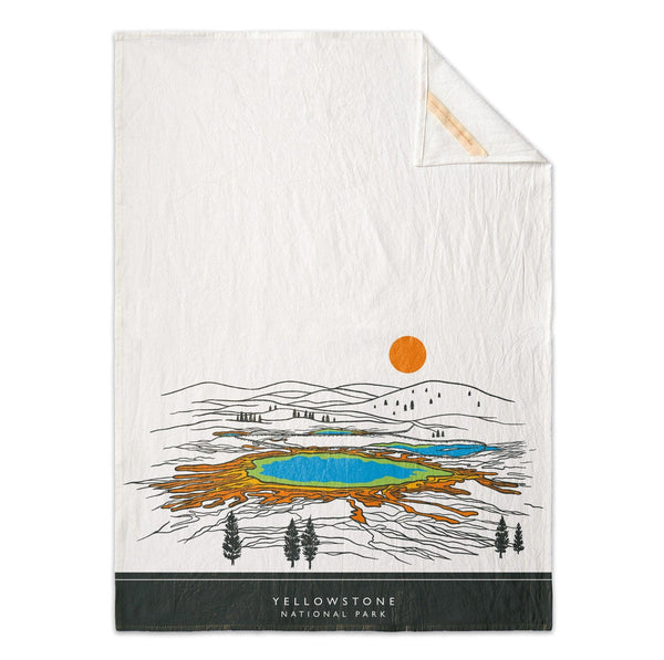 Yellowstone Grand Prismatic Contour Lines Flour Sack Towel - McGovern Outdoor
