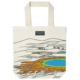 Yellowstone Grand Prismatic Contour Lines Recycled Canvas Tote Bag