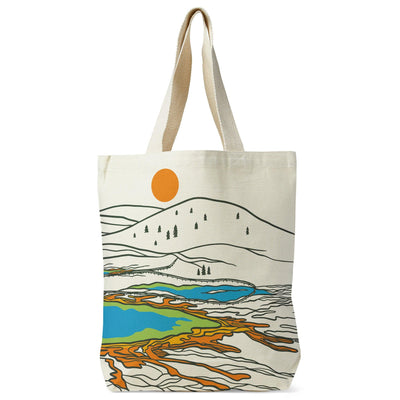 Yellowstone Grand Prismatic Contour Lines Recycled Canvas Tote Bag