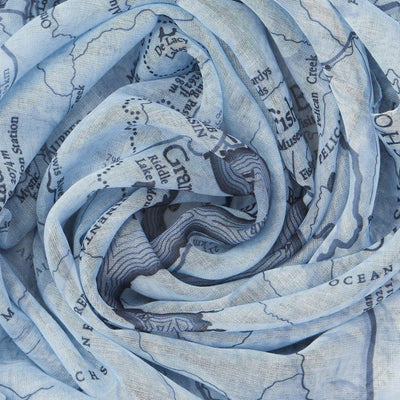 Yellowstone Map Scarf - Bluish Grey and White - McGovern & Company