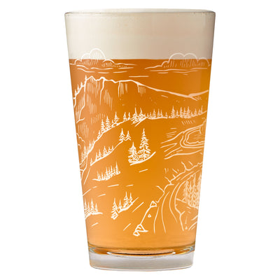 Yellowstone National Park Aerial Illustration Pint Glass