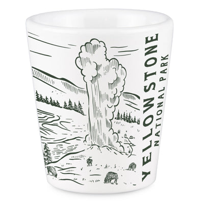 Yellowstone National Park Aerial Illustration Shot Glass