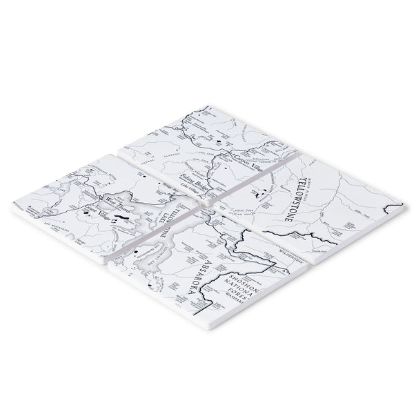 Yellowstone National Park Line Map Coasters