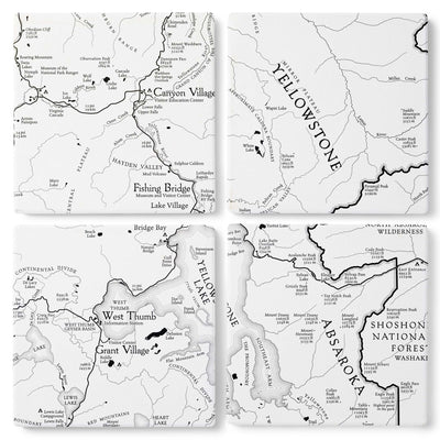 Yellowstone National Park Line Map Coasters