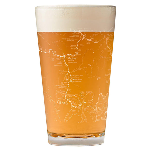 Yellowstone National Park Line Map Pint Glass - McGovern Outdoor