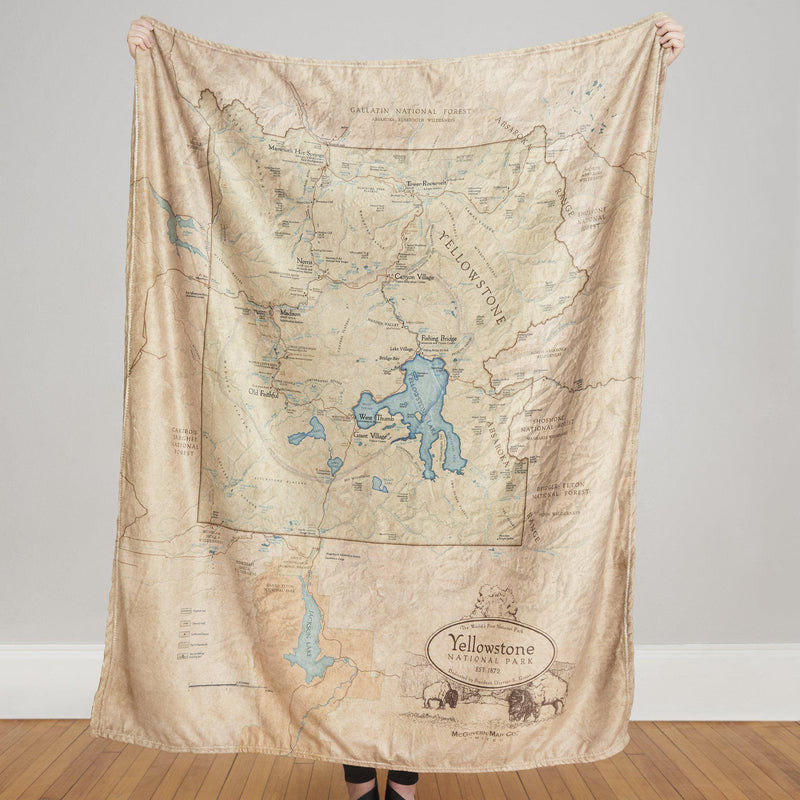 yellowstone schlafsack Yellowstone National Park Map Plush Blanket