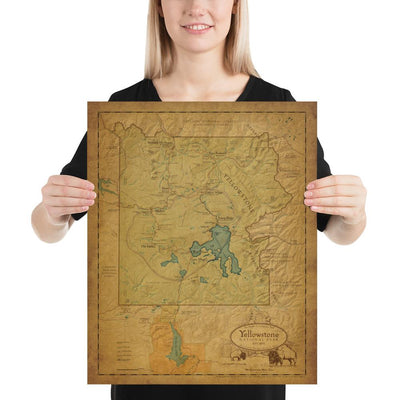 Yellowstone National Park Map Poster