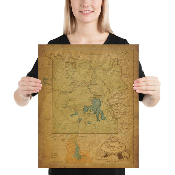 Yellowstone National Park Map Poster