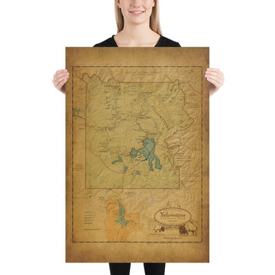 Yellowstone National Park Map Poster