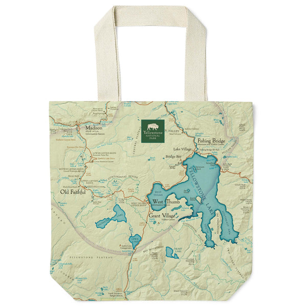 Yellowstone Vintage Map Recycled Canvas Tote Bag