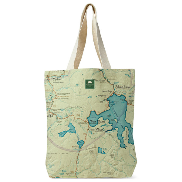 Yellowstone Vintage Map Recycled Canvas Tote Bag