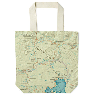 Yellowstone Vintage Map Recycled Canvas Tote Bag