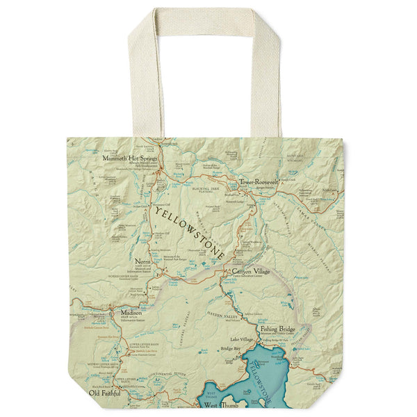 Yellowstone Vintage Map Recycled Canvas Tote Bag