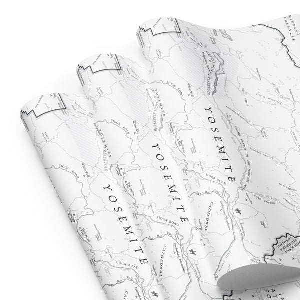 Yosemite National Park Line Map Wrapping Paper