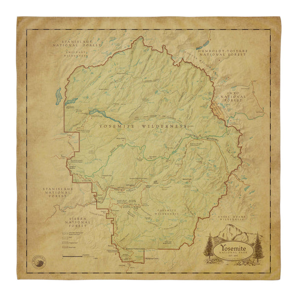 Yosemite National Park Map Bandana