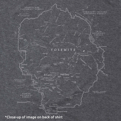 Yosemite National Park Map Unisex Short-Sleeve Tee