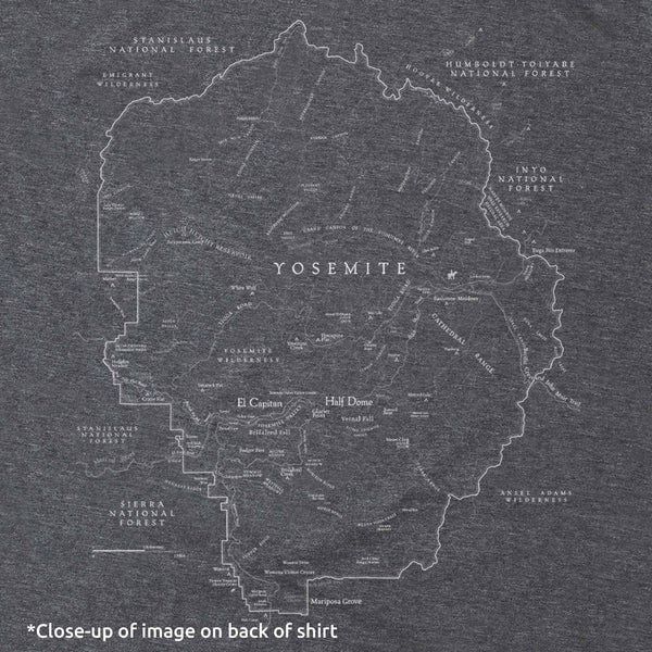 Yosemite National Park Map Unisex Short-Sleeve Tee