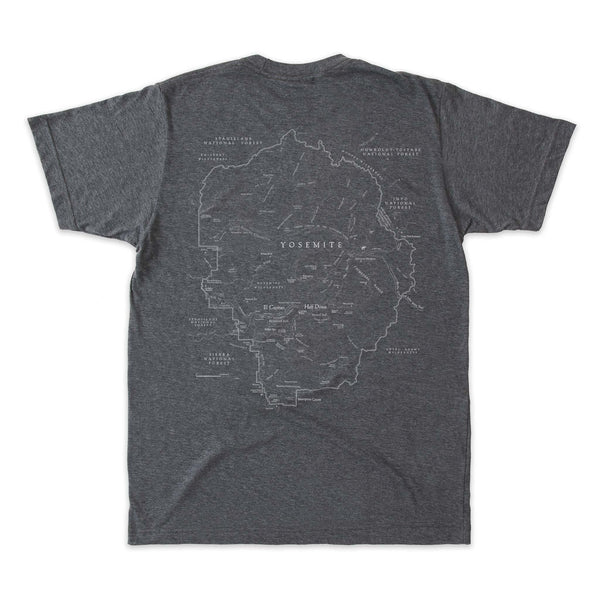 Yosemite National Park Map Unisex Short-Sleeve Tee