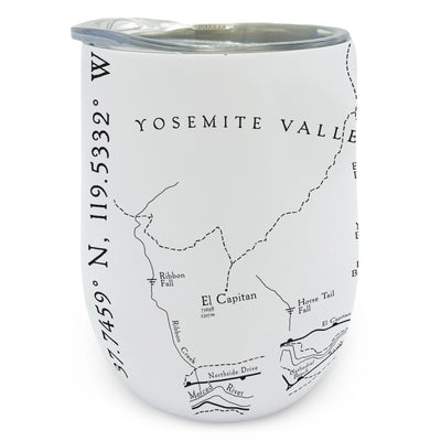Yosemite Valley Line Map Wine Tumbler