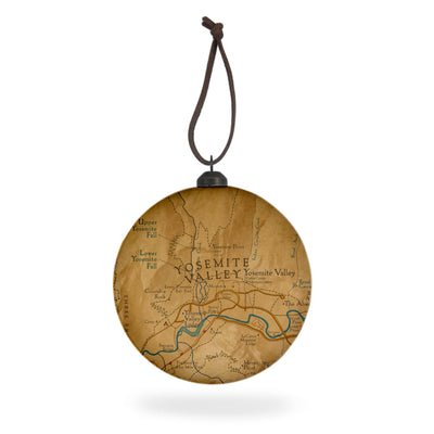 Yosemite Valley Map Flat Globe Ornament