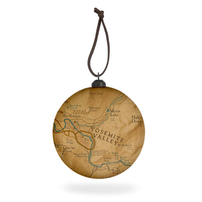 Yosemite Valley Map Flat Globe Ornament