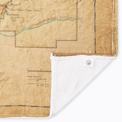 Zion National Park Map Plush Blanket - McGovern & Company