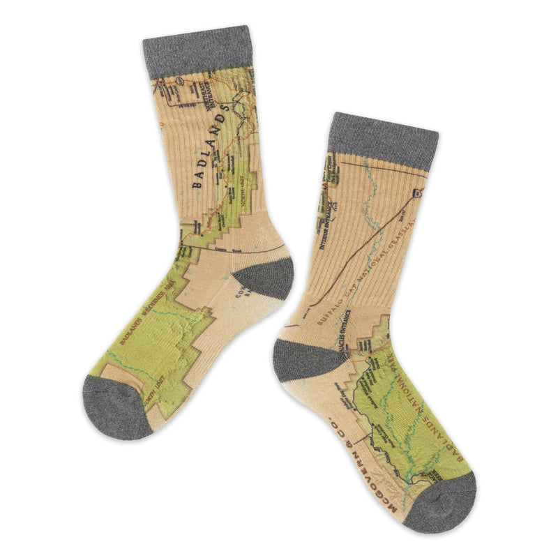 Badlands National Park Map Socks - McGovern & Company