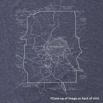 Crater Lake National Park Long-Sleeve Unisex T-Shirt with Map and Cartouche - McGovern & Company