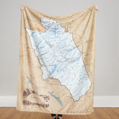 Glacier National Park Map Plush Blanket - McGovern & Company